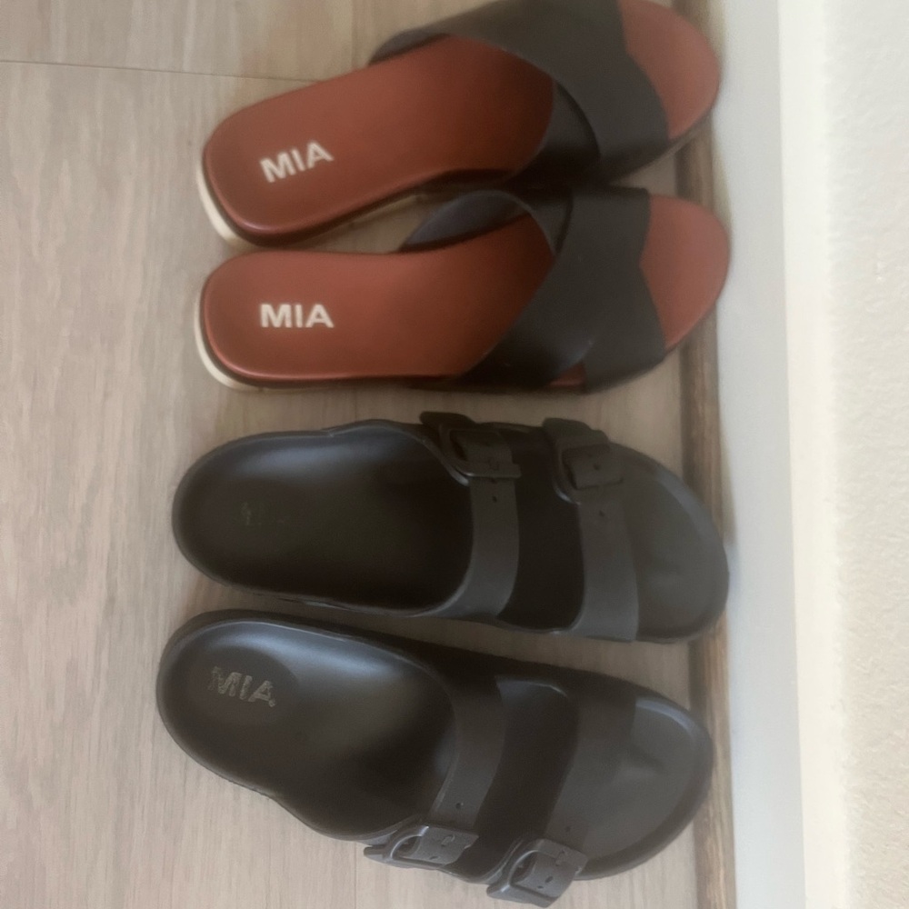 MIA Black and Brown Slide Sandals Collection